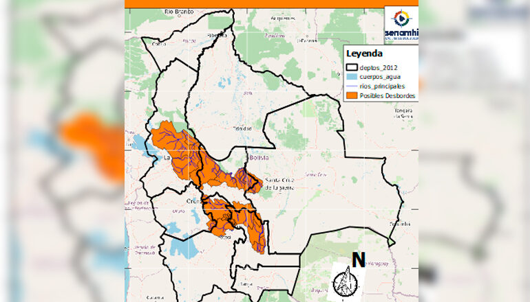 Activan alertas Naranja por desborde de ríos en cuatro departamentos, lloverá en Tarija y Chuquisaca